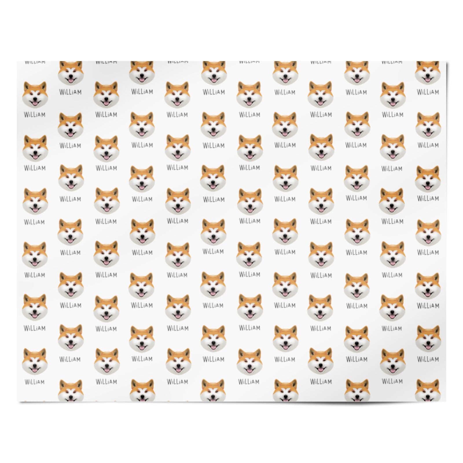 Japanese Akita Icon with Name Personalised Wrapping Paper Alternative