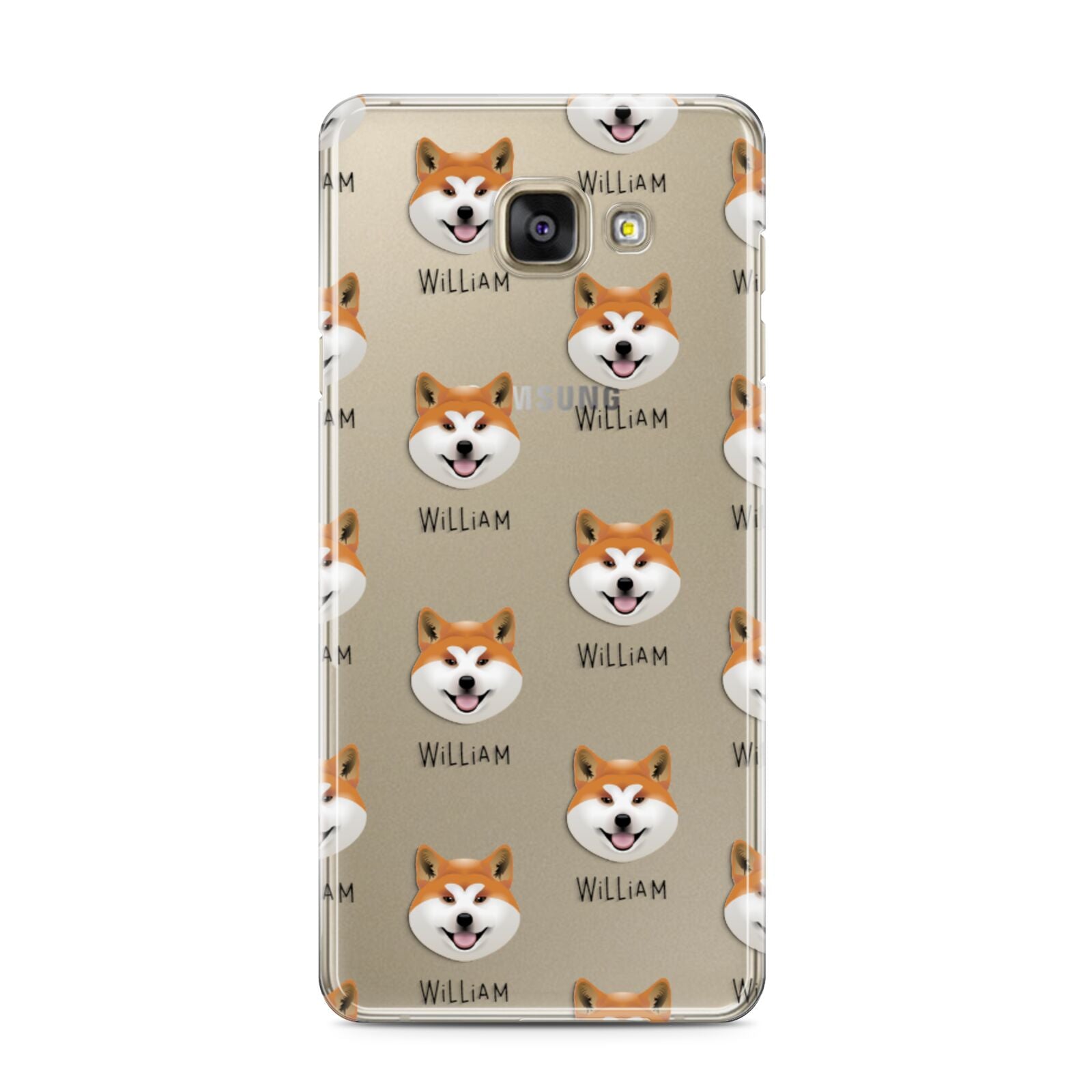 Japanese Akita Icon with Name Samsung Galaxy A3 2016 Case on gold phone
