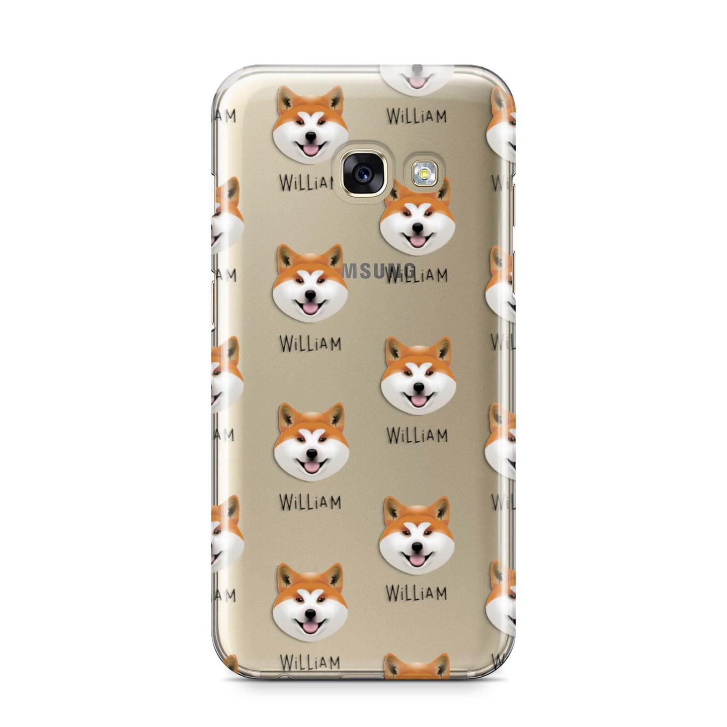 Japanese Akita Icon with Name Samsung Galaxy A3 2017 Case on gold phone