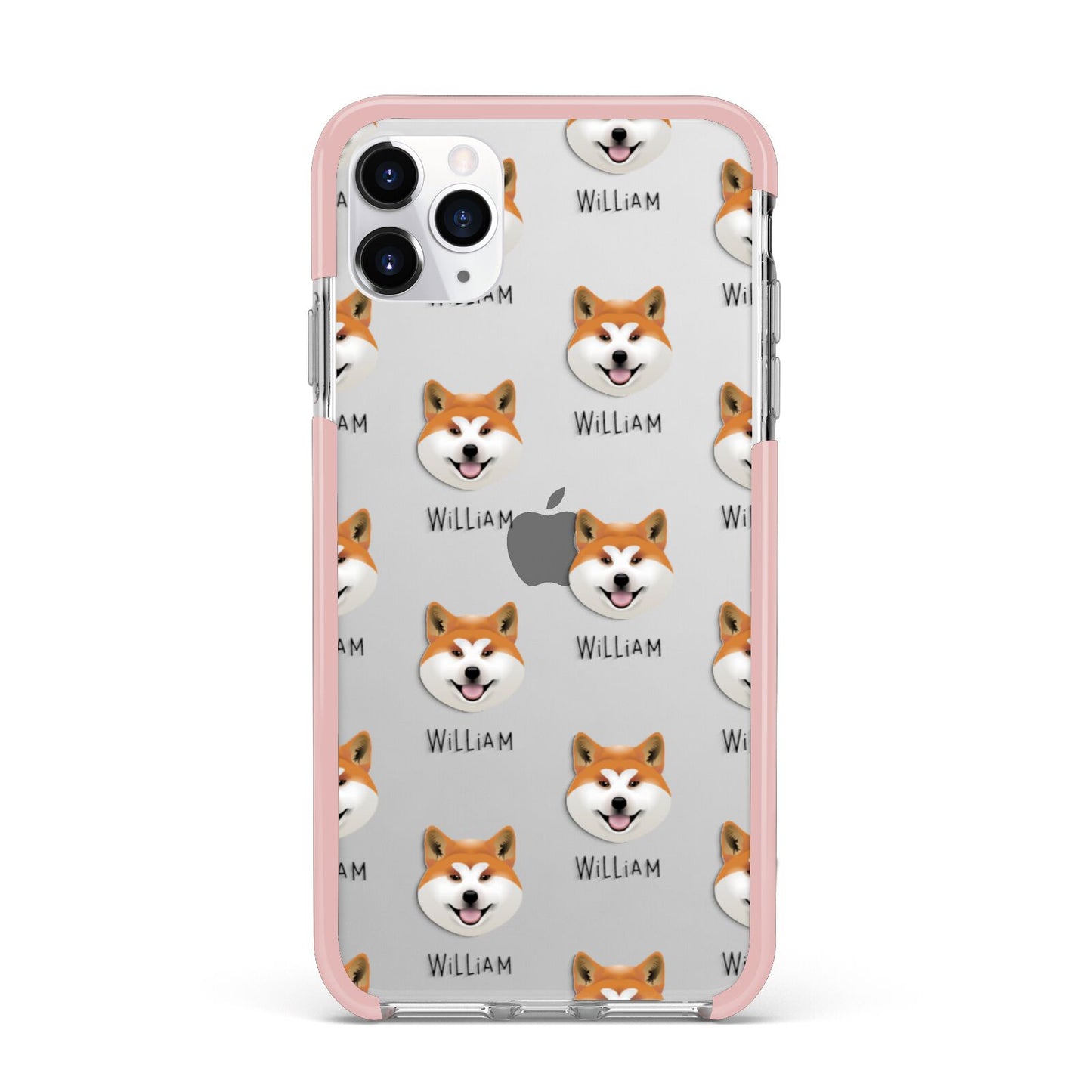 Japanese Akita Icon with Name iPhone 11 Pro Max Impact Pink Edge Case