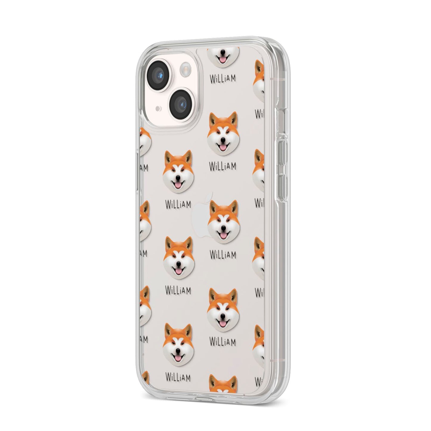 Japanese Akita Icon with Name iPhone 14 Clear Tough Case Starlight Angled Image