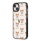 Japanese Akita Icon with Name iPhone 14 Plus Black Impact Case Side Angle on Silver phone