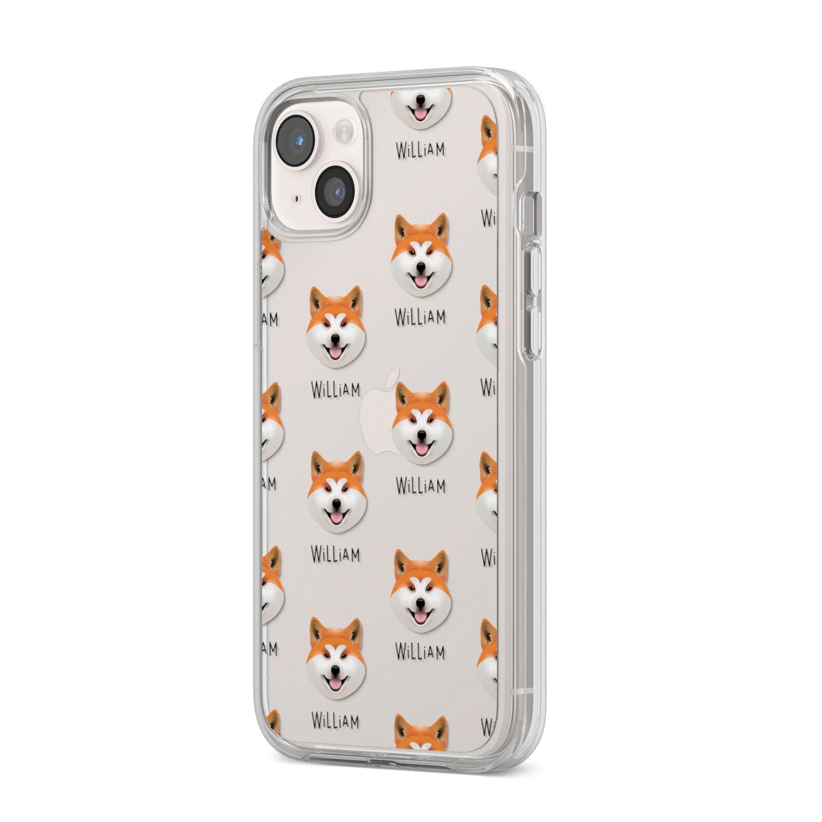 Japanese Akita Icon with Name iPhone 14 Plus Clear Tough Case Starlight Angled Image
