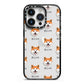 Japanese Akita Icon with Name iPhone 14 Pro Black Impact Case on Silver phone