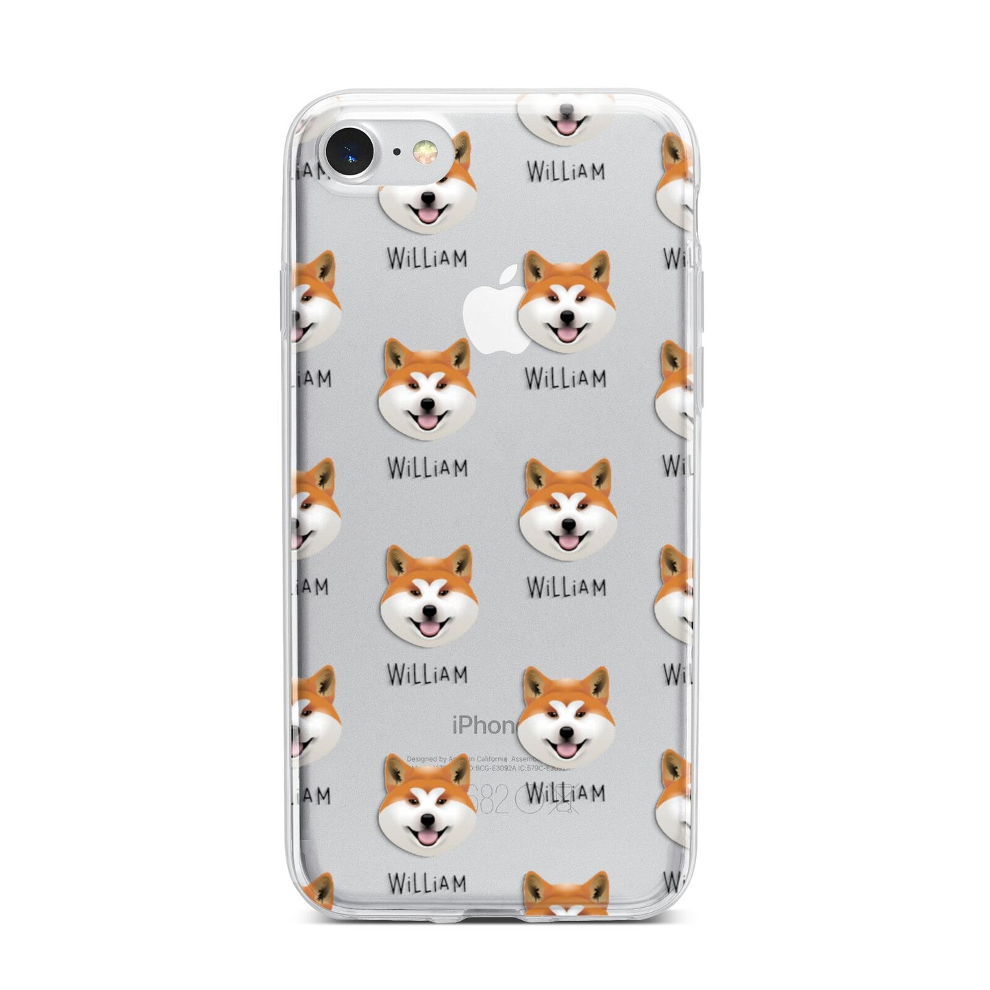 Japanese Akita Icon with Name iPhone 7 Bumper Case on Silver iPhone