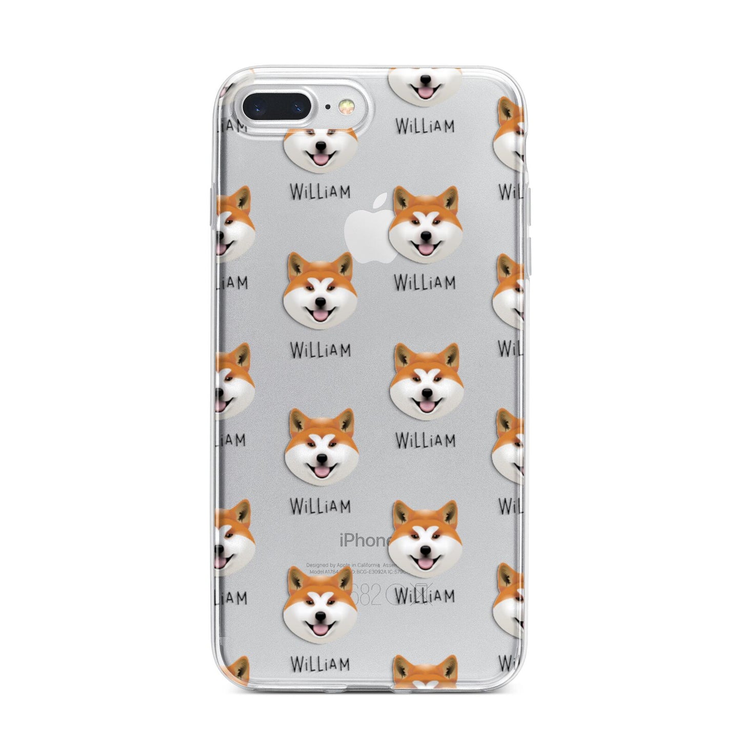 Japanese Akita Icon with Name iPhone 7 Plus Bumper Case on Silver iPhone
