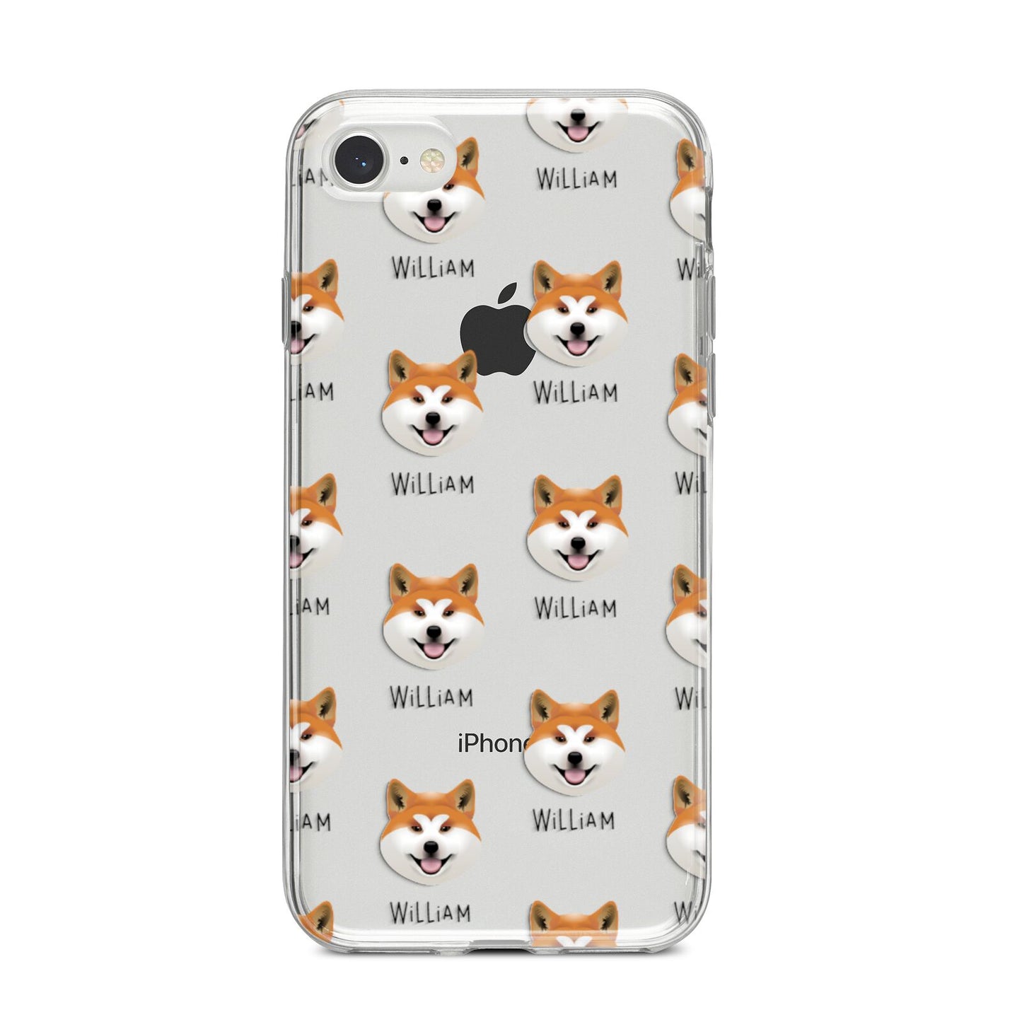 Japanese Akita Icon with Name iPhone 8 Bumper Case on Silver iPhone