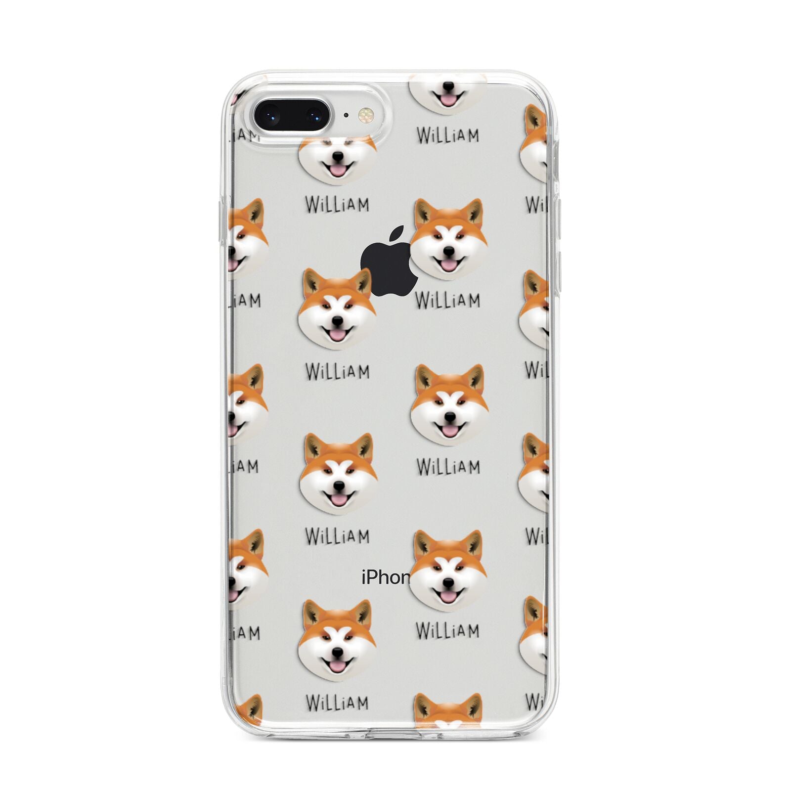 Japanese Akita Icon with Name iPhone 8 Plus Bumper Case on Silver iPhone