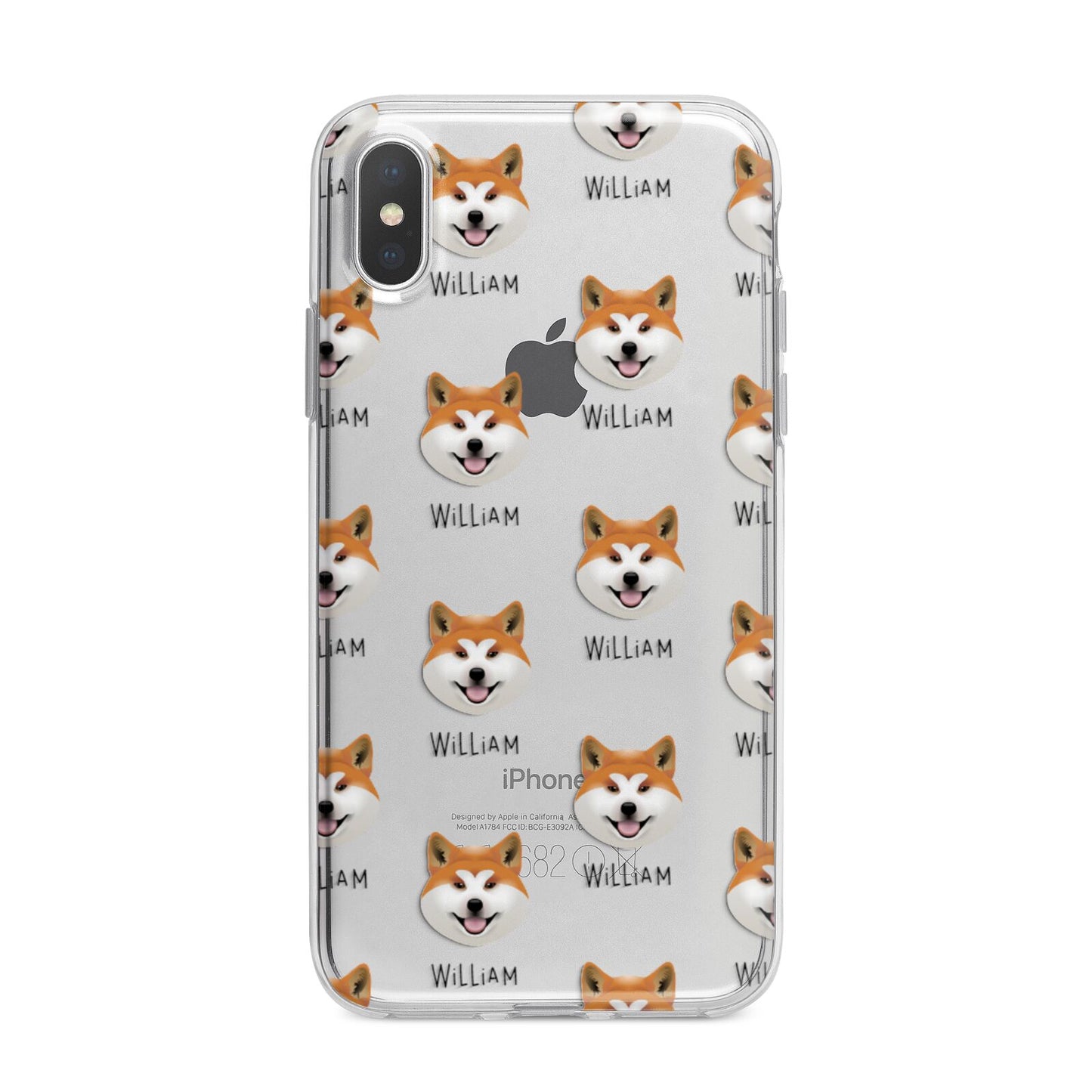 Japanese Akita Icon with Name iPhone X Bumper Case on Silver iPhone Alternative Image 1