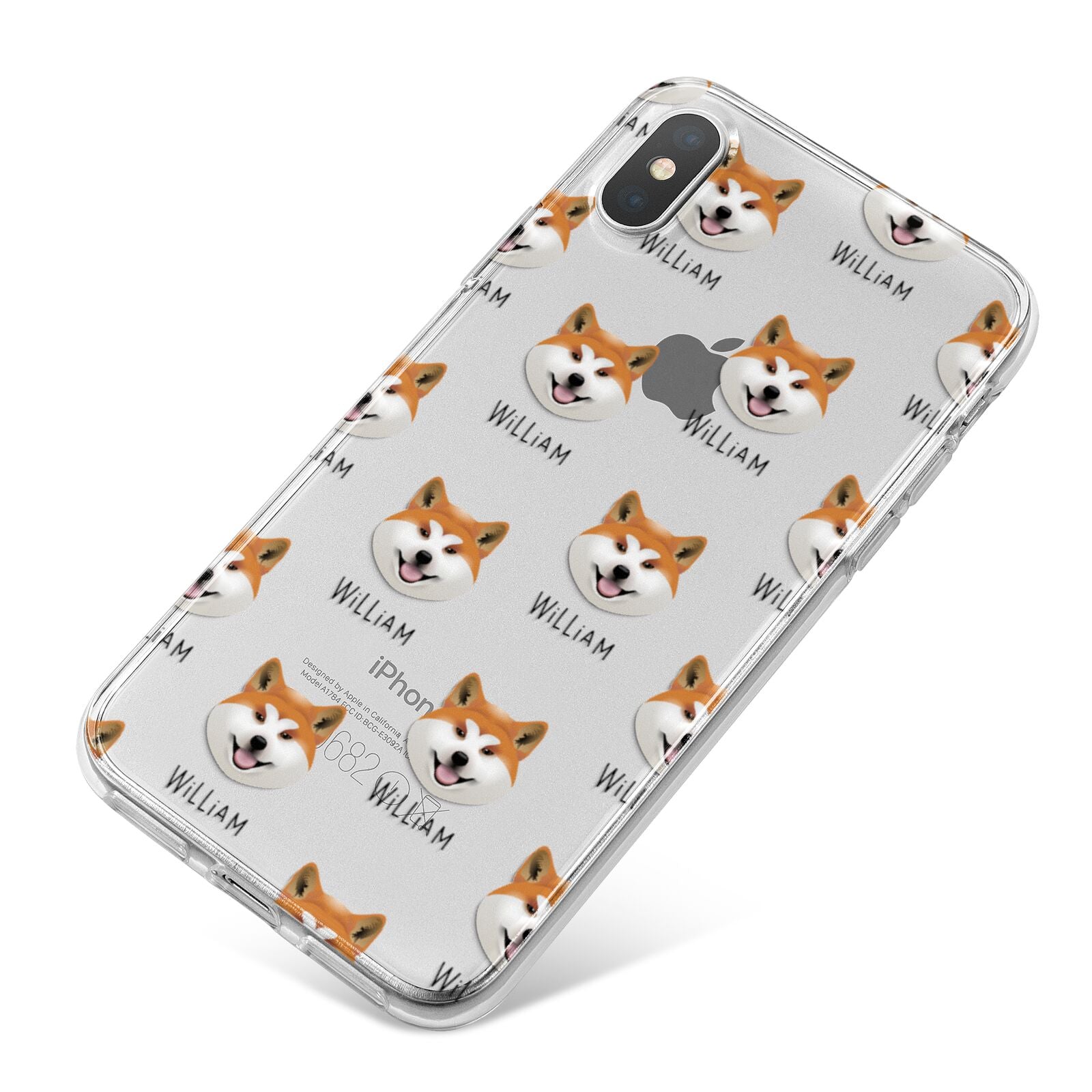 Japanese Akita Icon with Name iPhone X Bumper Case on Silver iPhone
