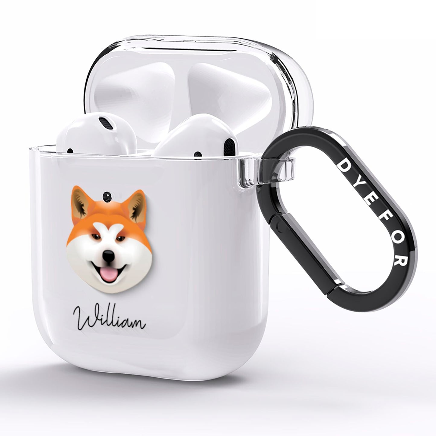 Japanese Akita Personalised AirPods Clear Case Side Image