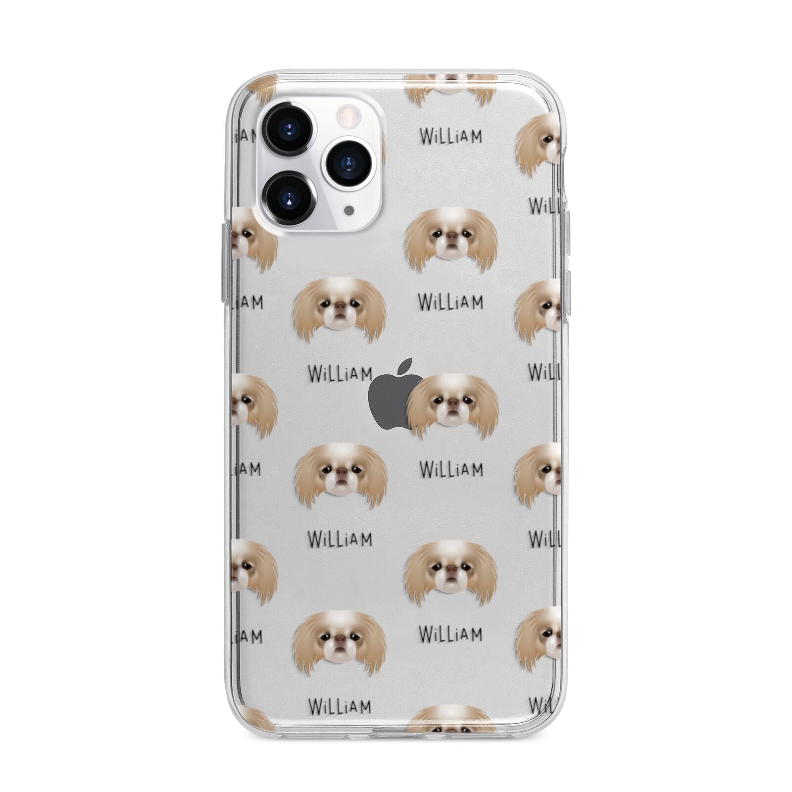 Japanese Chin Icon with Name Apple iPhone 11 Pro Max in Silver with Bumper Case