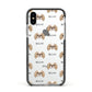 Japanese Chin Icon with Name Apple iPhone Xs Impact Case Black Edge on Silver Phone