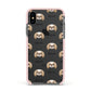 Japanese Chin Icon with Name Apple iPhone Xs Impact Case Pink Edge on Black Phone