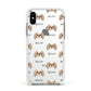 Japanese Chin Icon with Name Apple iPhone Xs Impact Case White Edge on Silver Phone