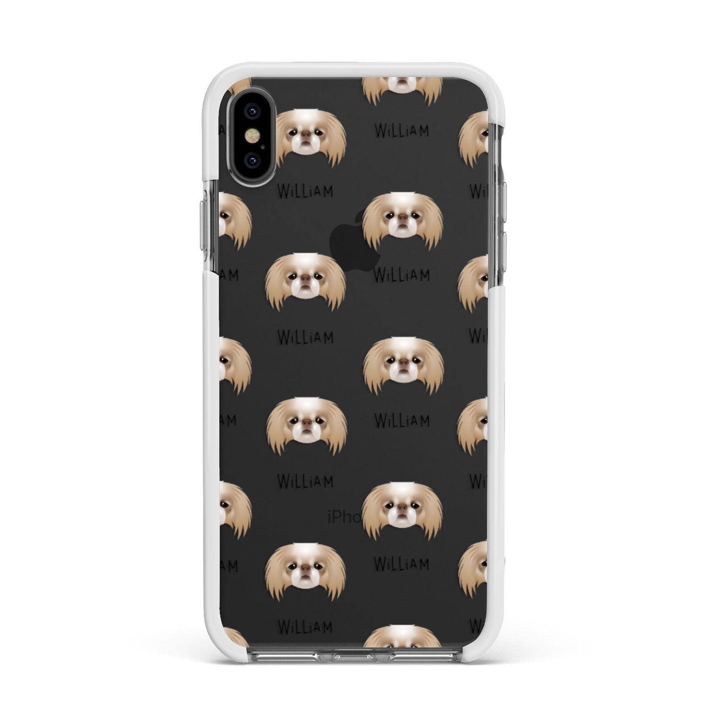 Japanese Chin Icon with Name Apple iPhone Xs Max Impact Case White Edge on Black Phone