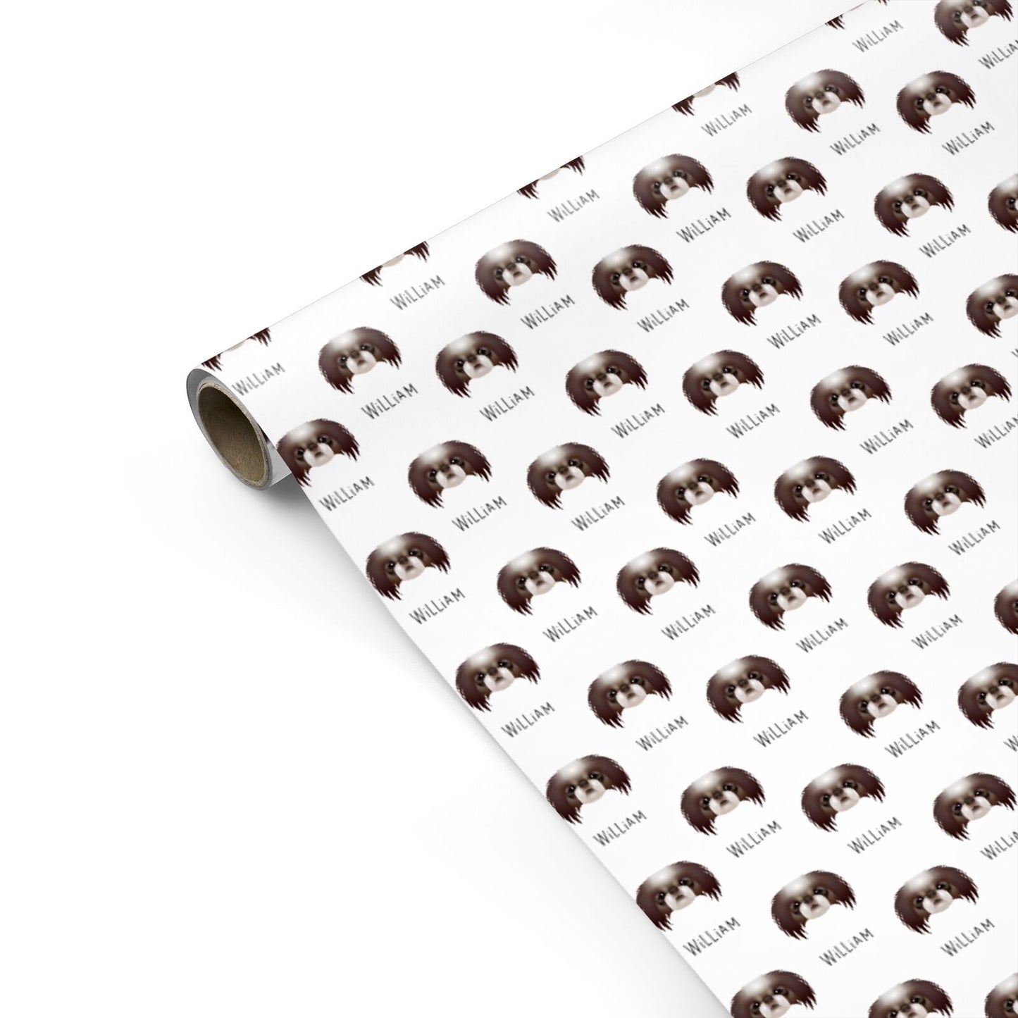 Japanese Chin Icon with Name Personalised Gift Wrap