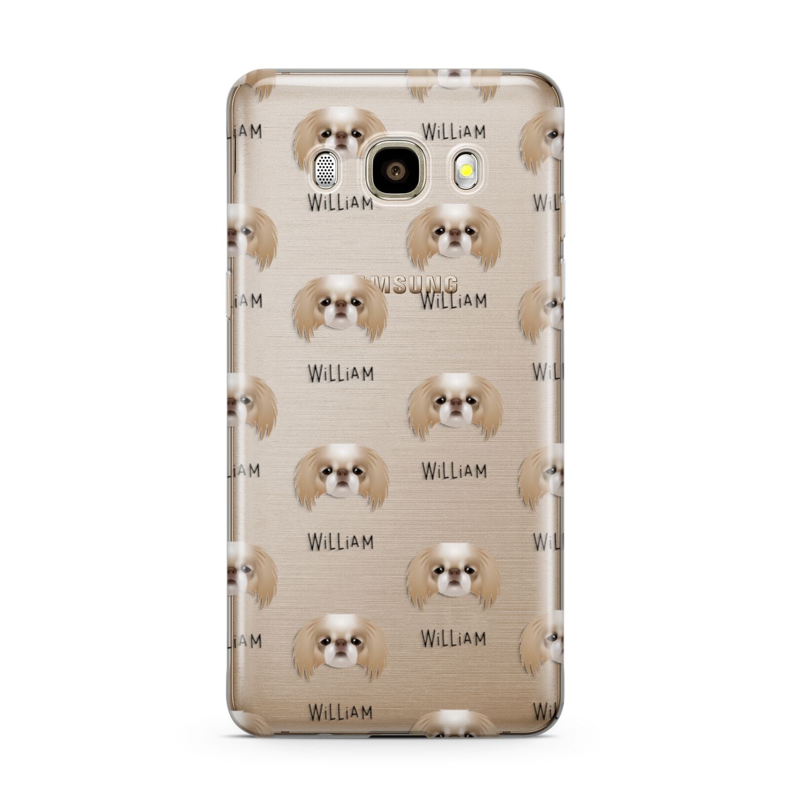 Japanese Chin Icon with Name Samsung Galaxy J7 2016 Case on gold phone