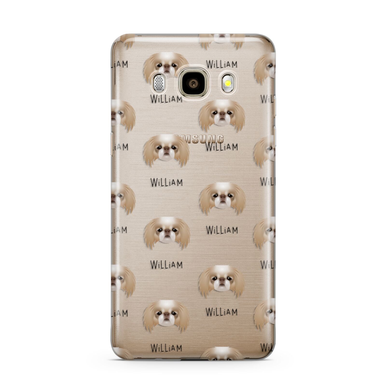 Japanese Chin Icon with Name Samsung Galaxy J7 2016 Case on gold phone