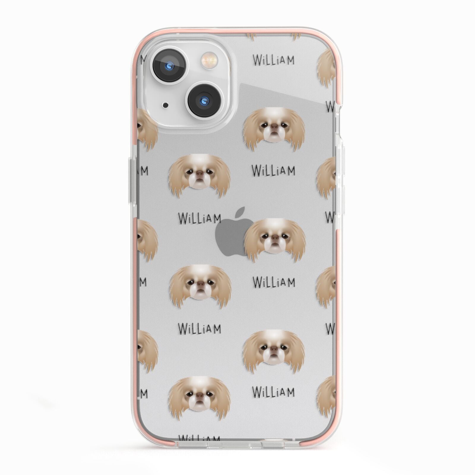 Japanese Chin Icon with Name iPhone 13 TPU Impact Case with Pink Edges
