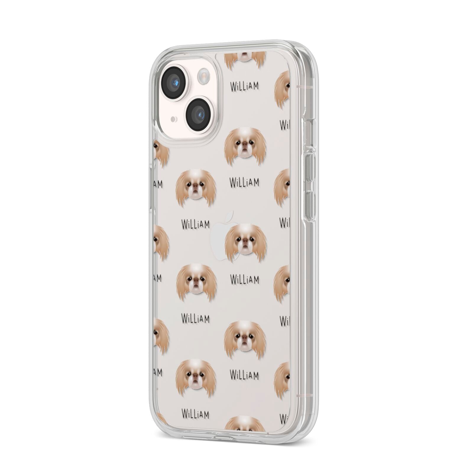 Japanese Chin Icon with Name iPhone 14 Clear Tough Case Starlight Angled Image