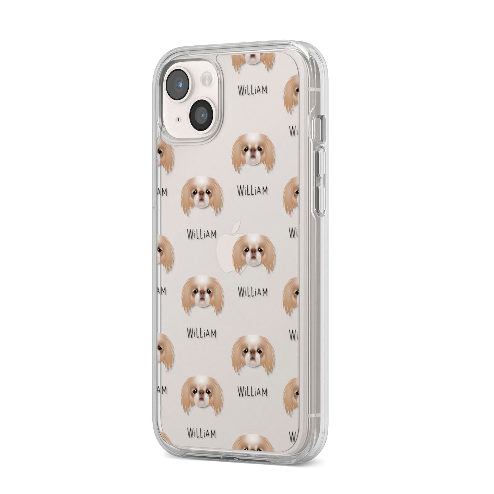 Japanese Chin Icon with Name iPhone 14 Plus Clear Tough Case Starlight Angled Image