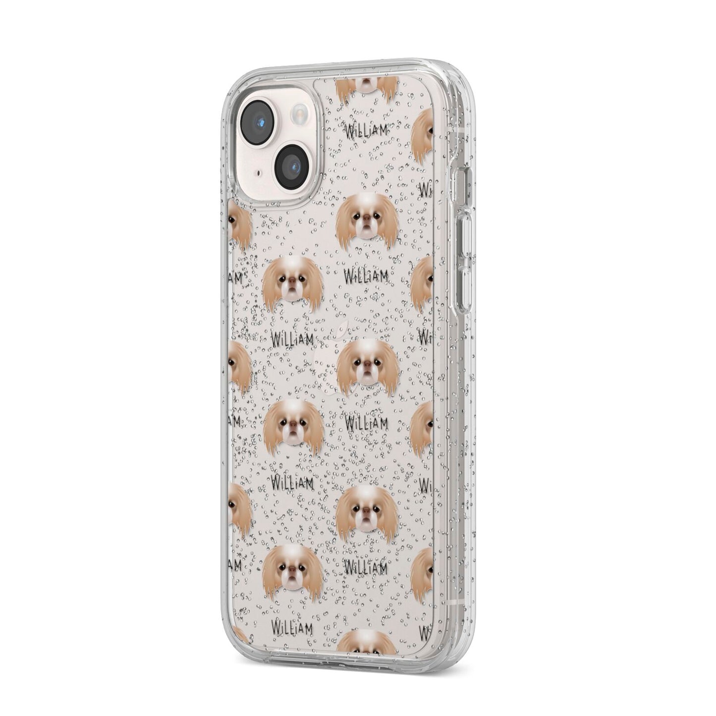 Japanese Chin Icon with Name iPhone 14 Plus Glitter Tough Case Starlight Angled Image
