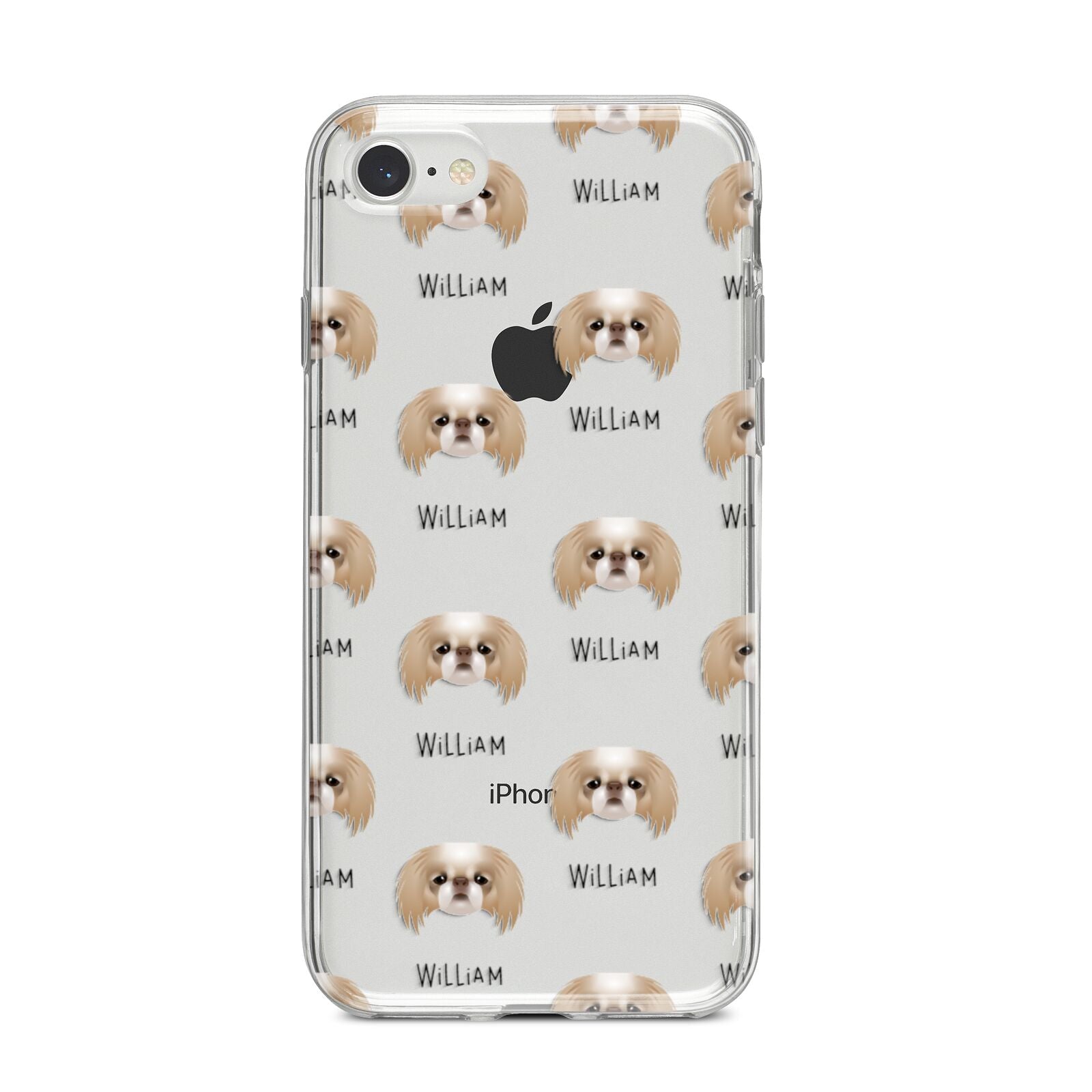 Japanese Chin Icon with Name iPhone 8 Bumper Case on Silver iPhone