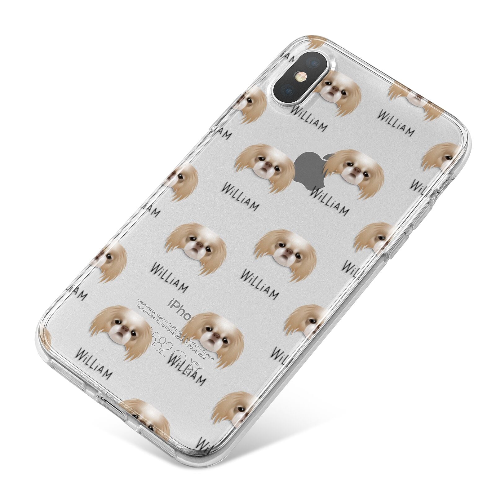 Japanese Chin Icon with Name iPhone X Bumper Case on Silver iPhone