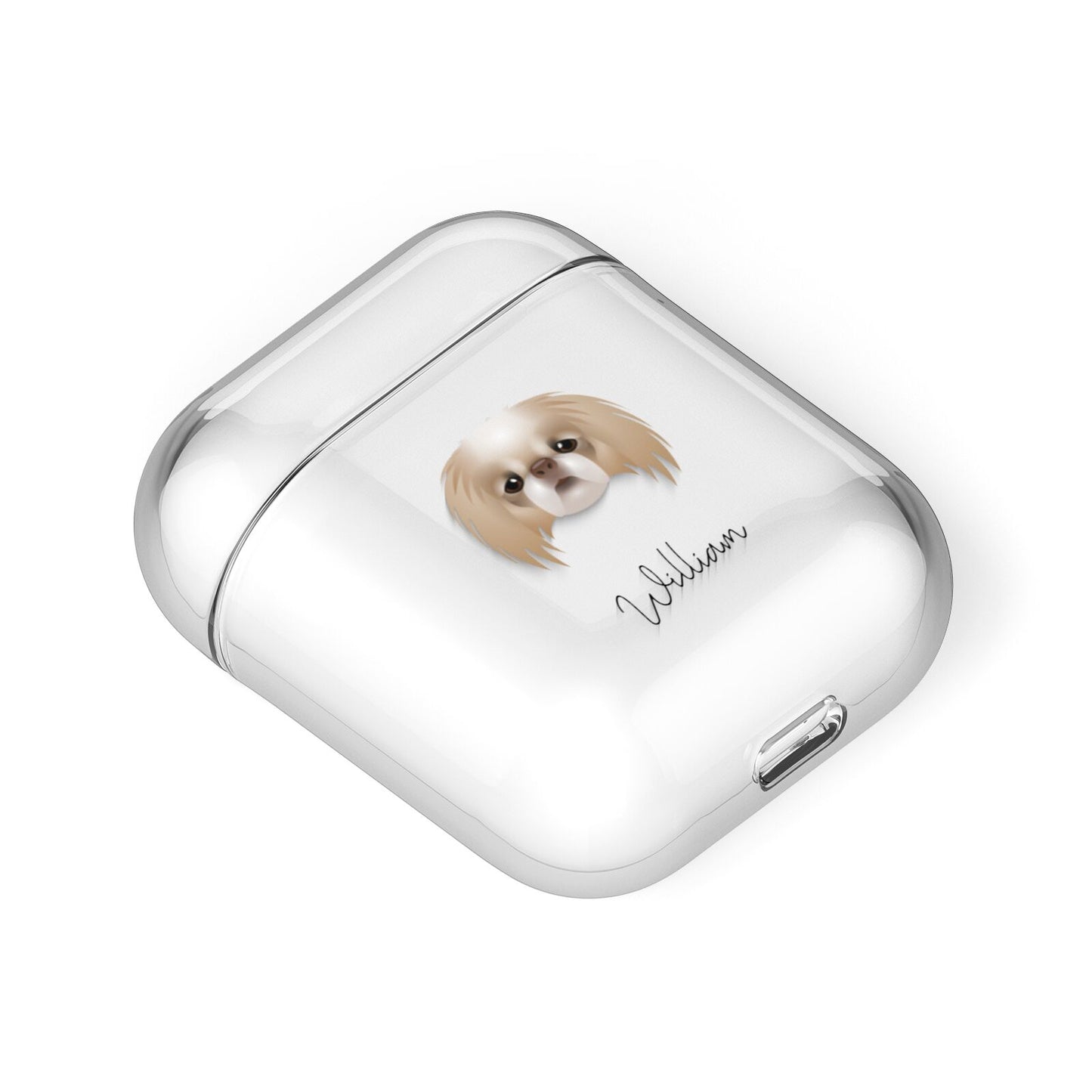 Japanese Chin Personalised AirPods Case Laid Flat