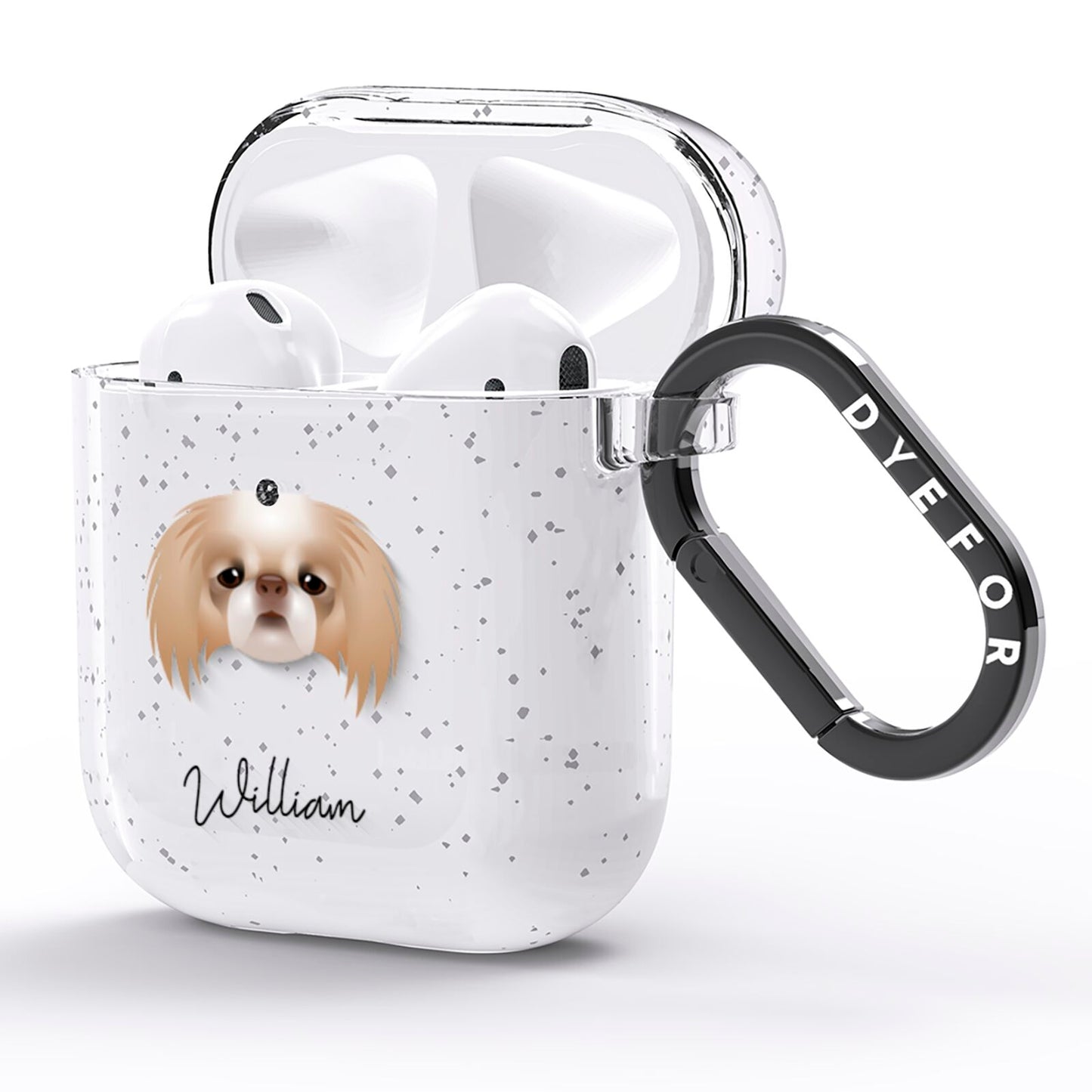 Japanese Chin Personalised AirPods Glitter Case Side Image