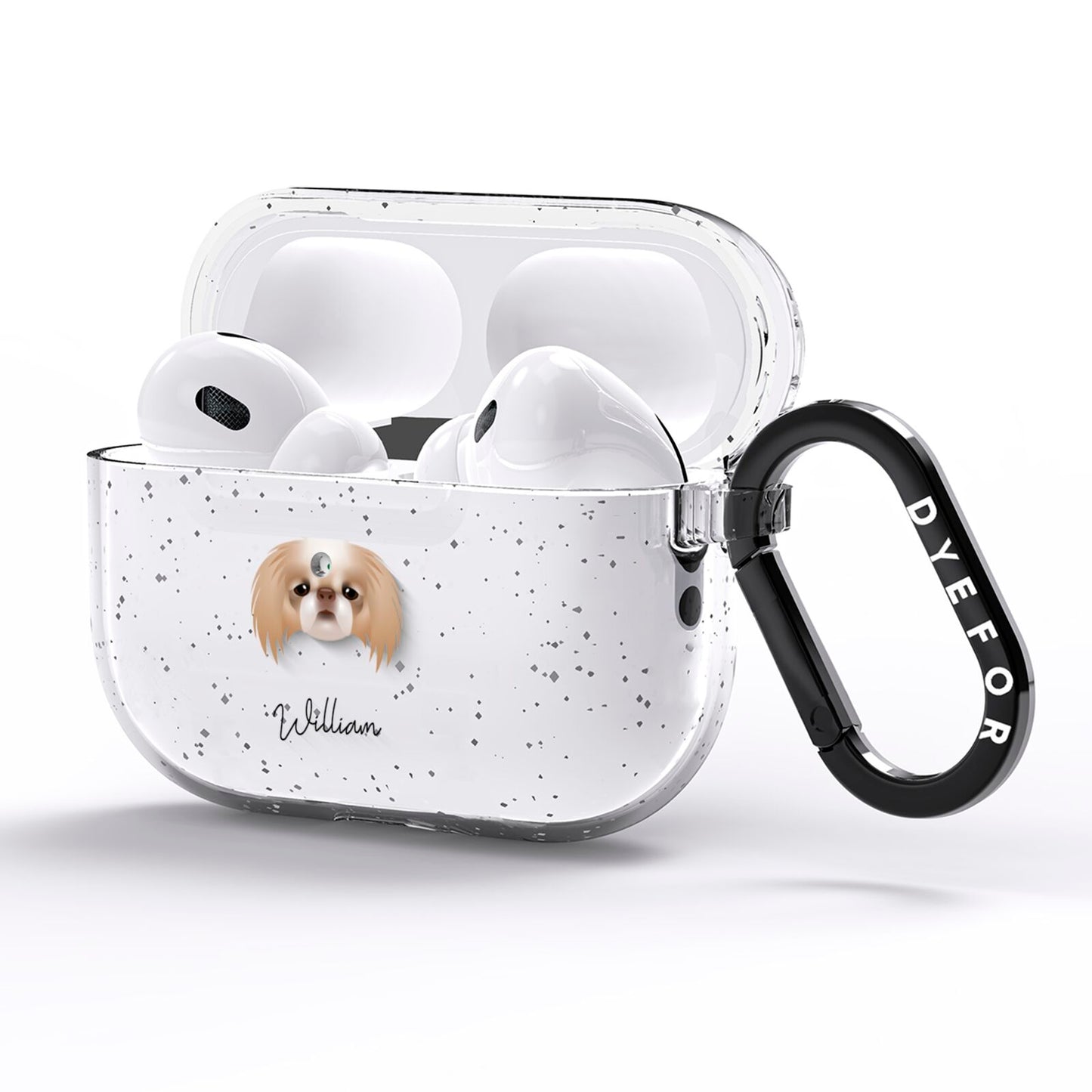 Japanese Chin Personalised AirPods Pro Glitter Case Side Image