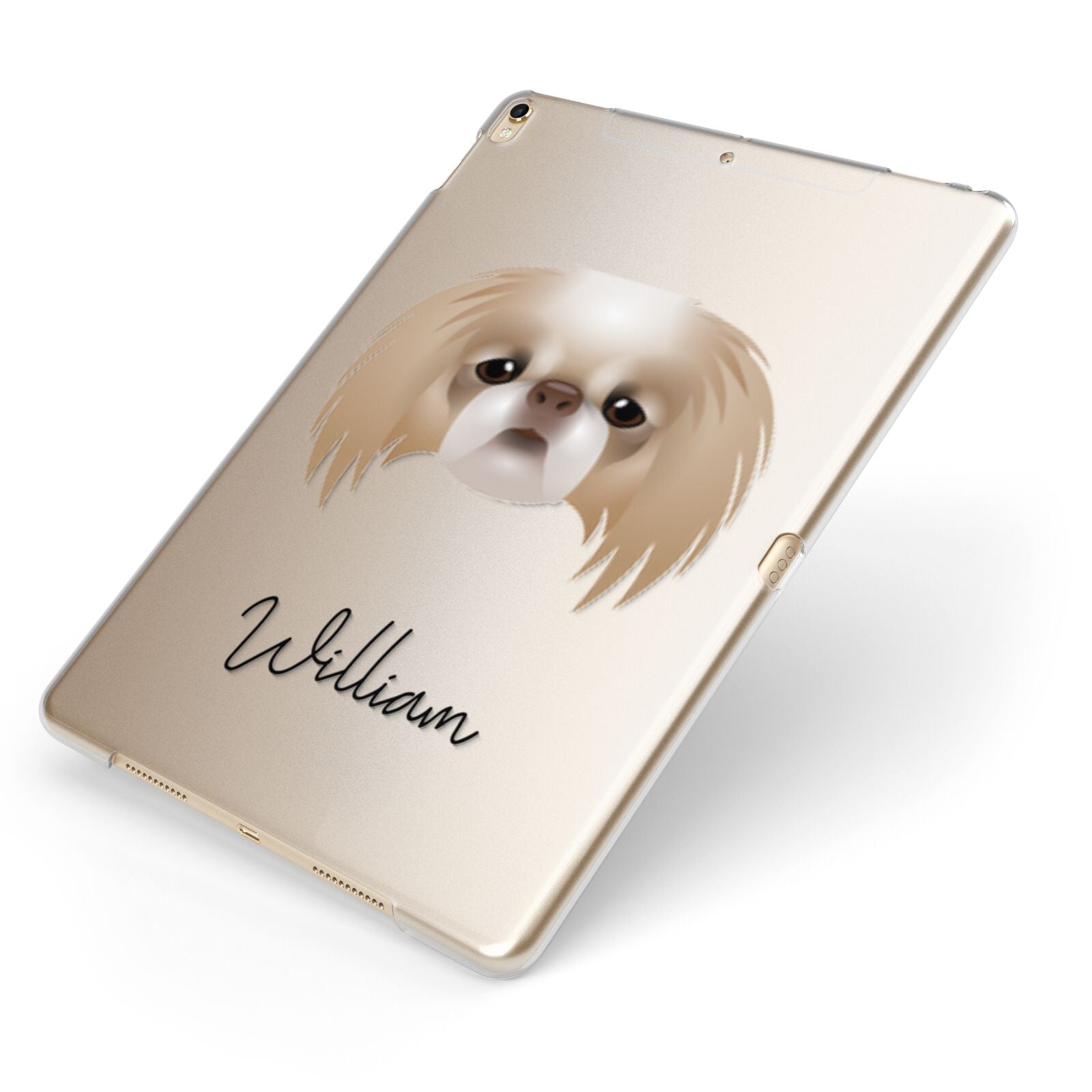 Japanese Chin Personalised Apple iPad Case on Gold iPad Side View