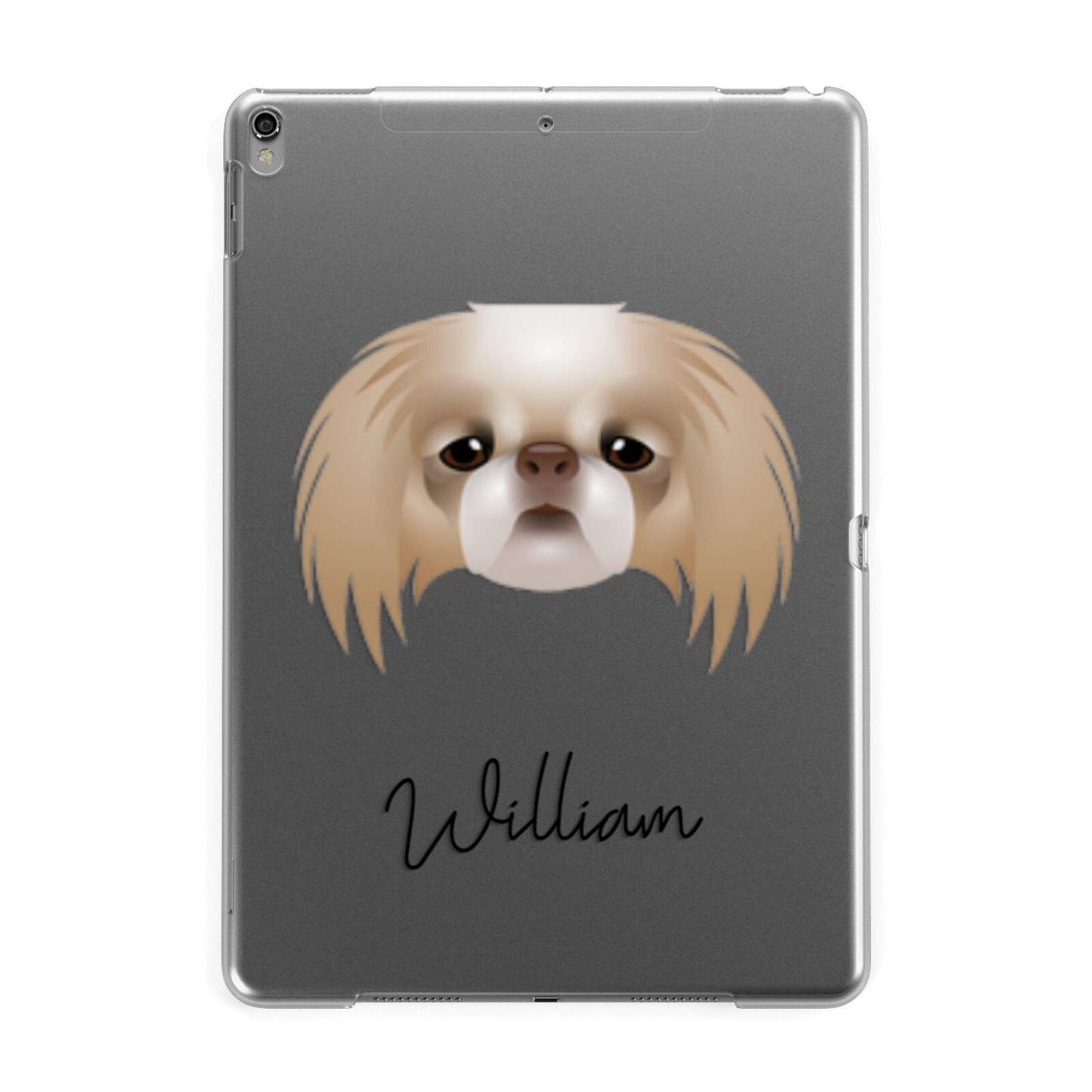 Japanese Chin Personalised Apple iPad Grey Case