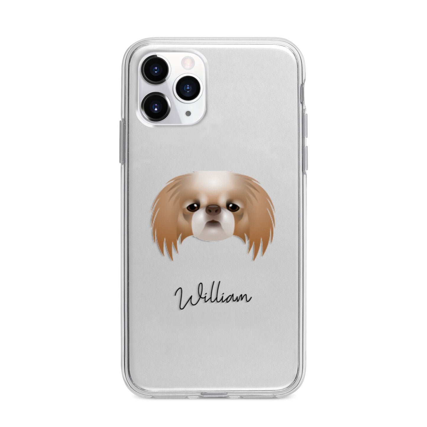 Japanese Chin Personalised Apple iPhone 11 Pro Max in Silver with Bumper Case