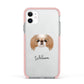 Japanese Chin Personalised Apple iPhone 11 in White with Pink Impact Case