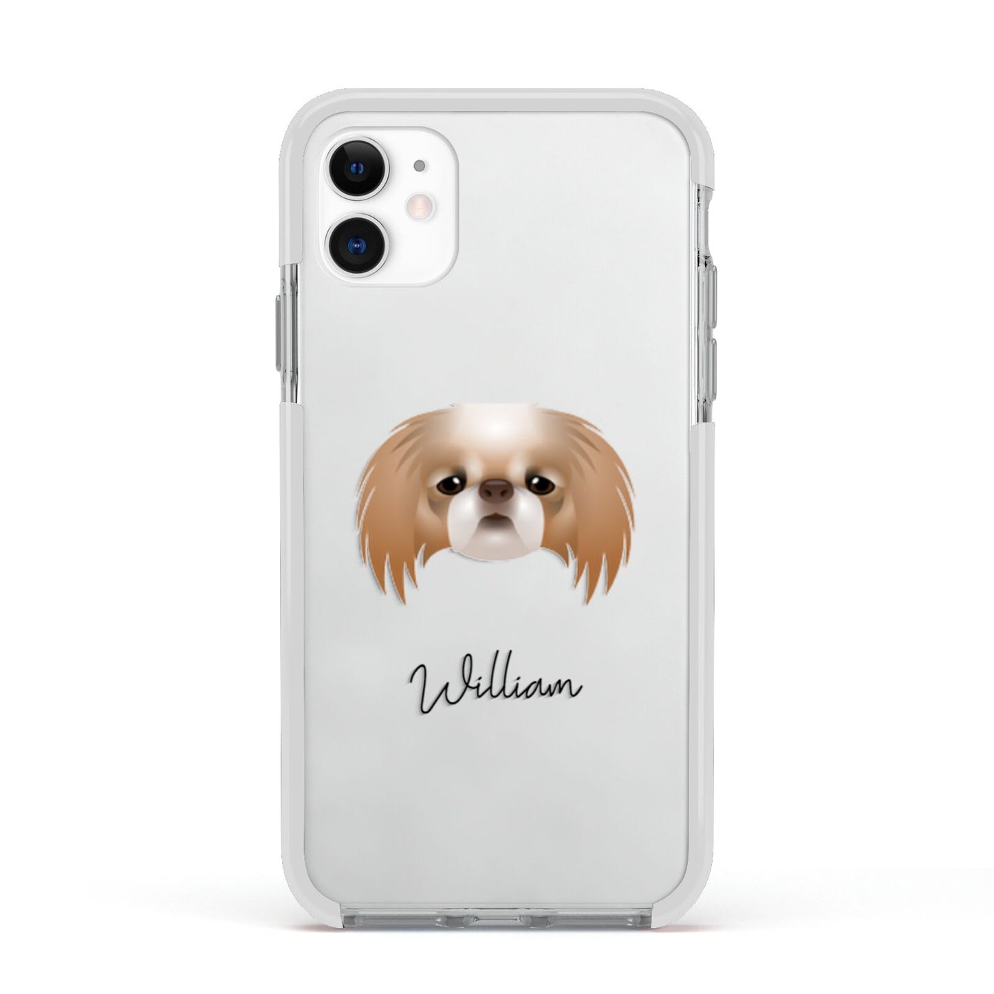 Japanese Chin Personalised Apple iPhone 11 in White with White Impact Case