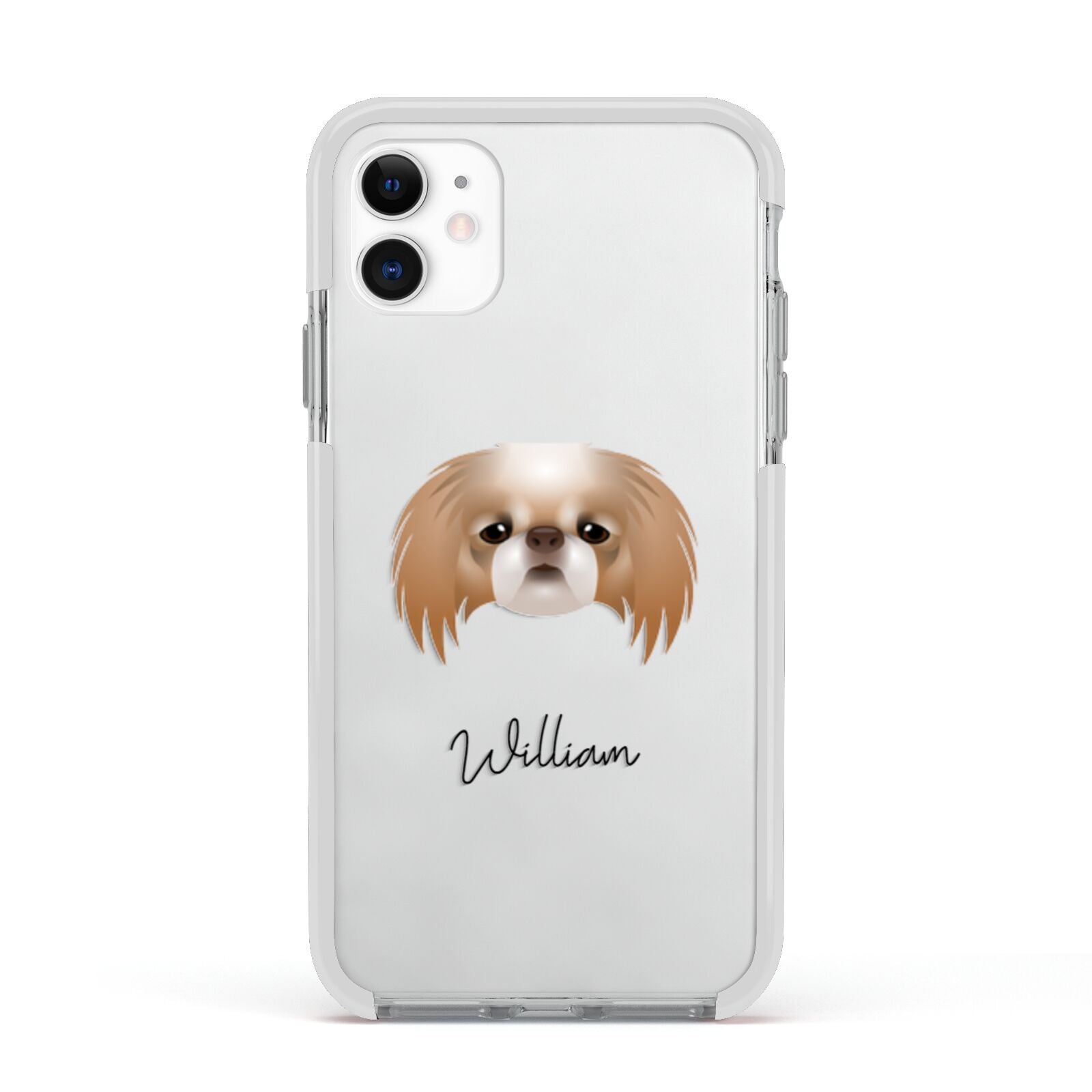 Japanese Chin Personalised Apple iPhone 11 in White with White Impact Case