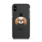 Japanese Chin Personalised Apple iPhone Xs Impact Case Black Edge on Black Phone
