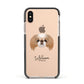 Japanese Chin Personalised Apple iPhone Xs Impact Case Black Edge on Gold Phone