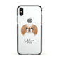 Japanese Chin Personalised Apple iPhone Xs Impact Case Black Edge on Silver Phone