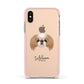 Japanese Chin Personalised Apple iPhone Xs Impact Case Pink Edge on Gold Phone