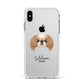 Japanese Chin Personalised Apple iPhone Xs Max Impact Case White Edge on Silver Phone