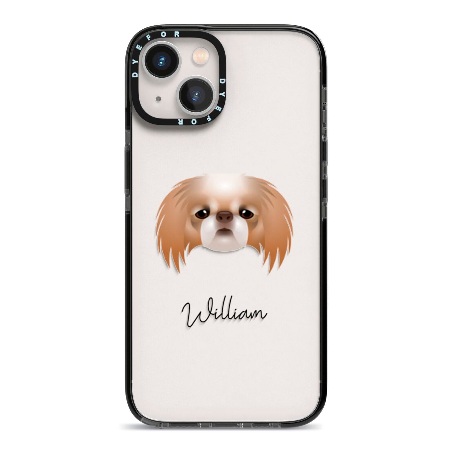 Japanese Chin Personalised iPhone 13 Black Impact Case on Silver phone