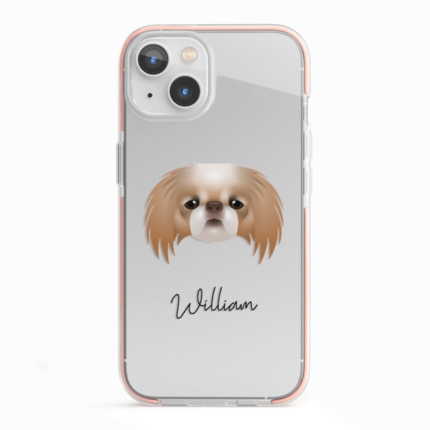 Japanese Chin Personalised iPhone 13 TPU Impact Case with Pink Edges