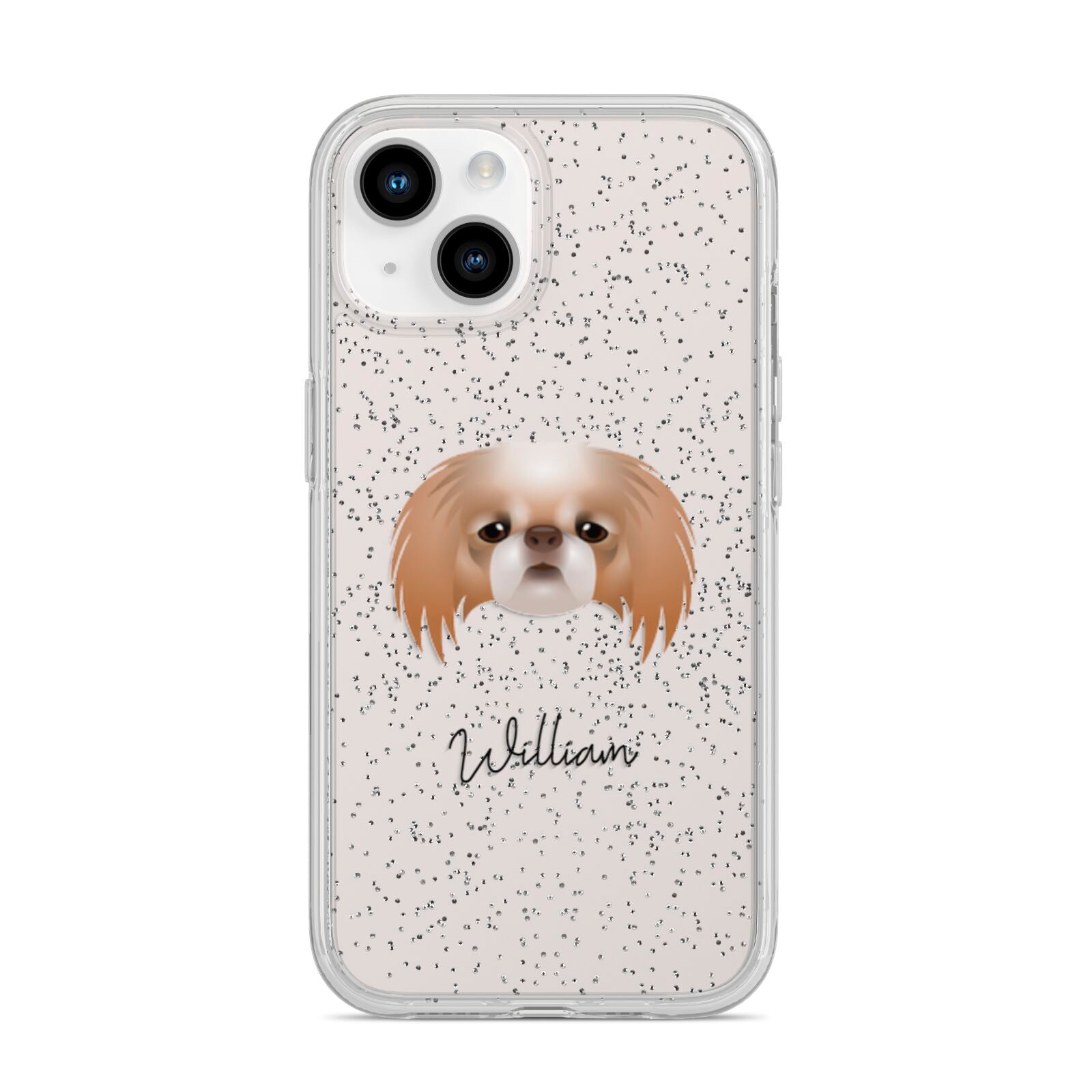 Japanese Chin Personalised iPhone 14 Glitter Tough Case Starlight