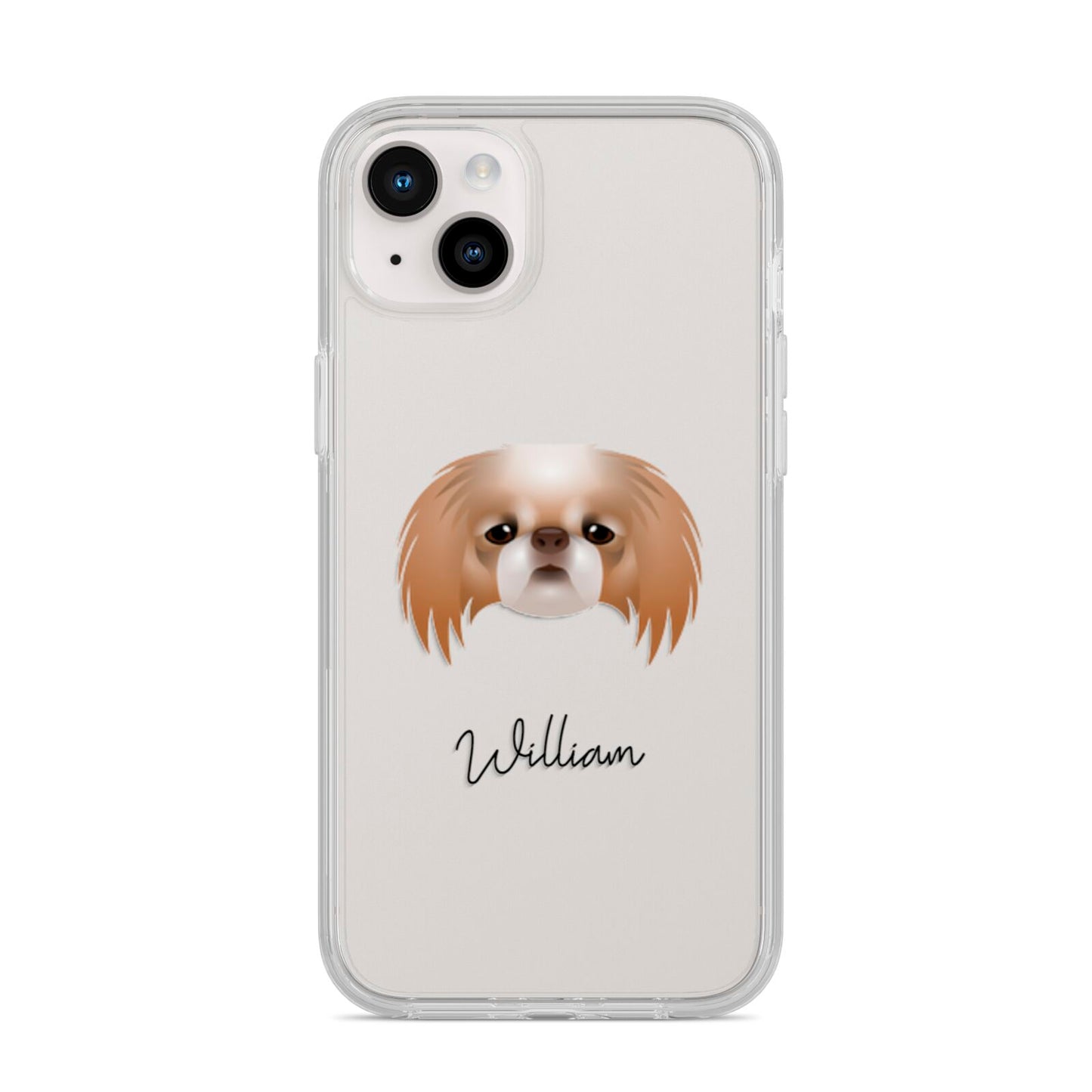 Japanese Chin Personalised iPhone 14 Plus Clear Tough Case Starlight