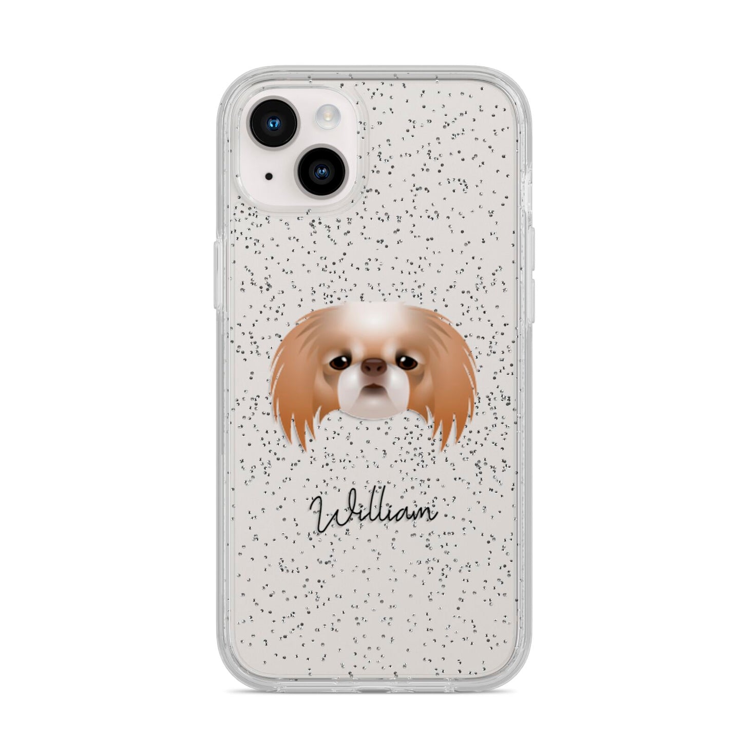 Japanese Chin Personalised iPhone 14 Plus Glitter Tough Case Starlight