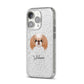 Japanese Chin Personalised iPhone 14 Pro Glitter Tough Case Silver Angled Image