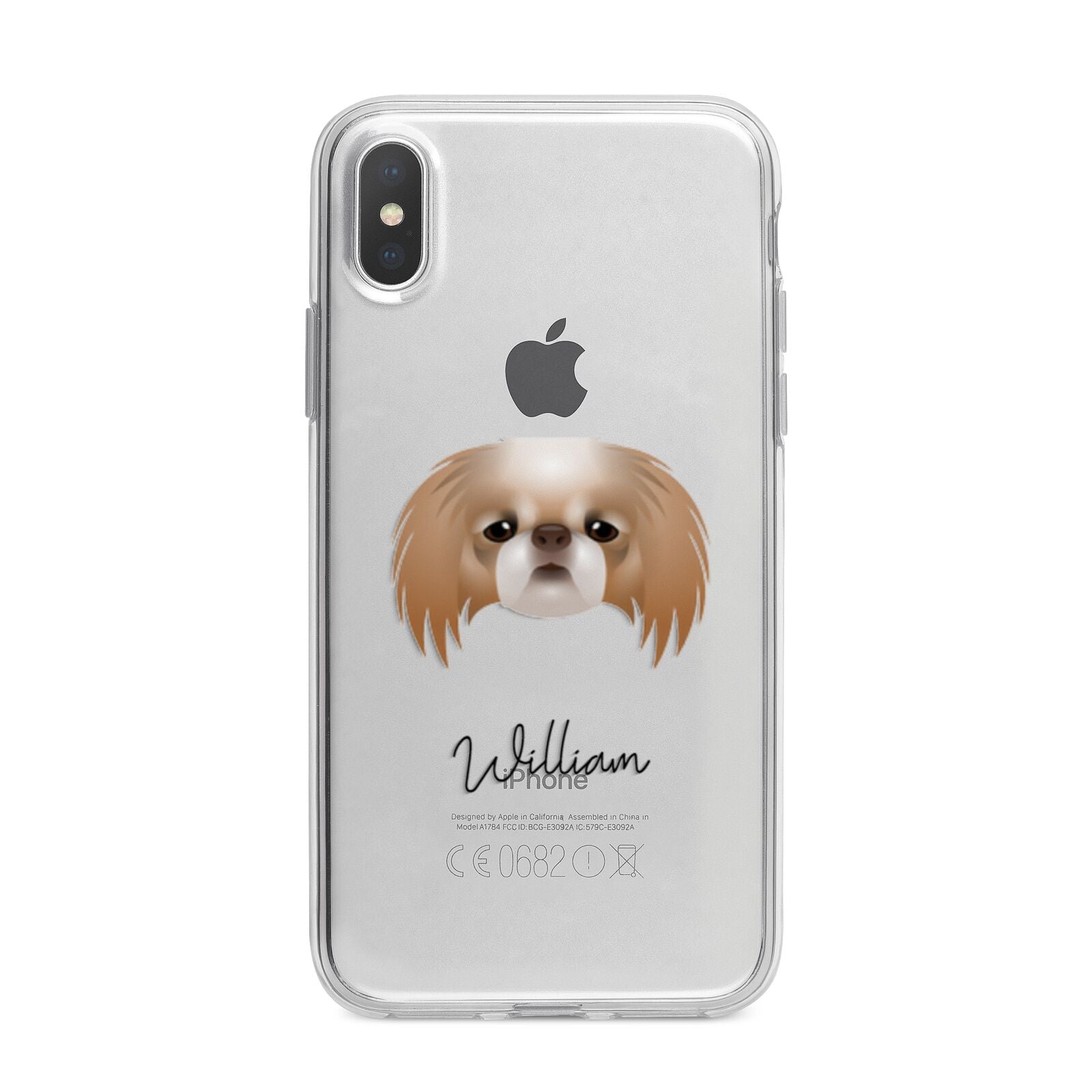 Japanese Chin Personalised iPhone X Bumper Case on Silver iPhone Alternative Image 1